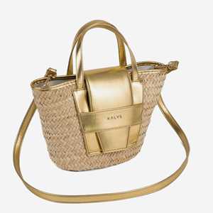 Mini Cuna AMAL Gold con Fibra Vegetal y Forro de Cuero Vegano, Dimensiones 30x18cm - Product Image 5