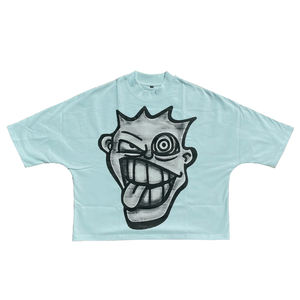 Camisetas casuales de algodón pesado de 300 GSM para hombre, con gráficos vintage, corte holgado, efecto desgastado por el sol, lavado ácido, ajuste slim, estampadas, al por mayor - Product Image 4