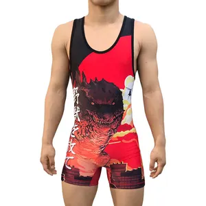 Baju Olahraga Pria Singlet Gulat Olahraga Pakaian Olahraga Kebugaran Binaraga Jumpsuit Pendek Dewasa Potongan Rendah Pria Gulat Gym Singlet