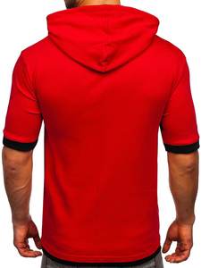 Camiseta con capucha de golf de manga corta de algodón de alto rendimiento para hombre, logotipo personalizado, Color personalizado, transpirable, tejido con cordón sólido - Product Image 2