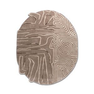 Alfombra de Lana y Viscosa con Diseño Abstracto Gris y Negro, Tejida a Mano, para Hogar y Exposiciones - Tnq-1124 - Product Image 1