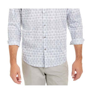 Camicia Casual da Uomo Alfani a Righe Geometriche, Vestibilità Classica, 100% Cotone Popeline Traspirante, Colletto Rialzato, Taglia Small, Bianca - Product Image 3
