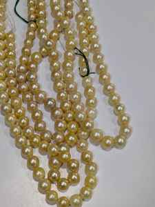 สร้อยคอไข่มุกทะเลสีทองใต้ธรรมชาติ16นิ้ว7-10มม. AAA เครื่องประดับมุกทะเลใต้แท้สำหรับผู้หญิง - Product Image 2