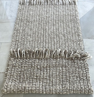 Factory Price Extra Thick Medium Pile Anti-slip Handmade Modern Cotton Wool Rug Durable Texture Flat Weave Technics Natural
