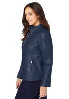 Veste d'hiver en cuir de peau de vache pour femmes de haute qualité personnalisable respirant motif solide tricoté Design col roulé