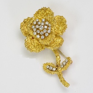 Hammerman เข็มกลัดรูปดอกไม้เพชรสีทอง18K สำหรับเครื่องประดับแฟชั่นผู้หญิง - Product Image 4