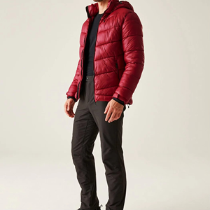 High Quality Men's Winter 2026 Canvas Puffer Jacket Stand Collar <b>Maroon</b> Breathable Quick Dry High Street Style OEM/ODM Front - Product Image 5