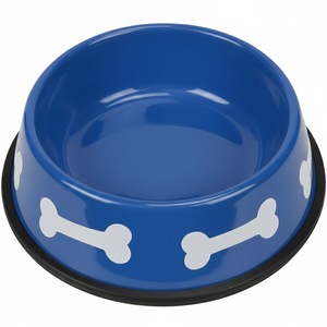 ชามอาหารสัตว์เลี้ยงพลาสติกสีน้ำเงิน ดีไซน์วินเทจ พร้อมฐานยางกันลื่น สำหรับใส่อาหารและน้ำ สำหรับสุนัข ลูกสุนัข แมว  ลดราคา - Product Image 1