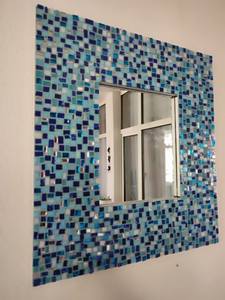 Espejo de pared de mosaico azul de diseño moderno personalizado espejo de pared de decoración única - Product Image 4