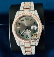 Montre de luxe VVS en acier inoxydable de haute qualité avec moissanite, verre personnalisé, analogique, diamant, mécanique, de plongée, vente en gros d'usine, style Hip Hop