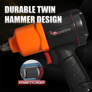 Llave de impacto neumática Lematec de 1/2 pulgada con 1400 lb-pie de torque, herramienta neumática para reparación automotriz y construcción - Product Image 6