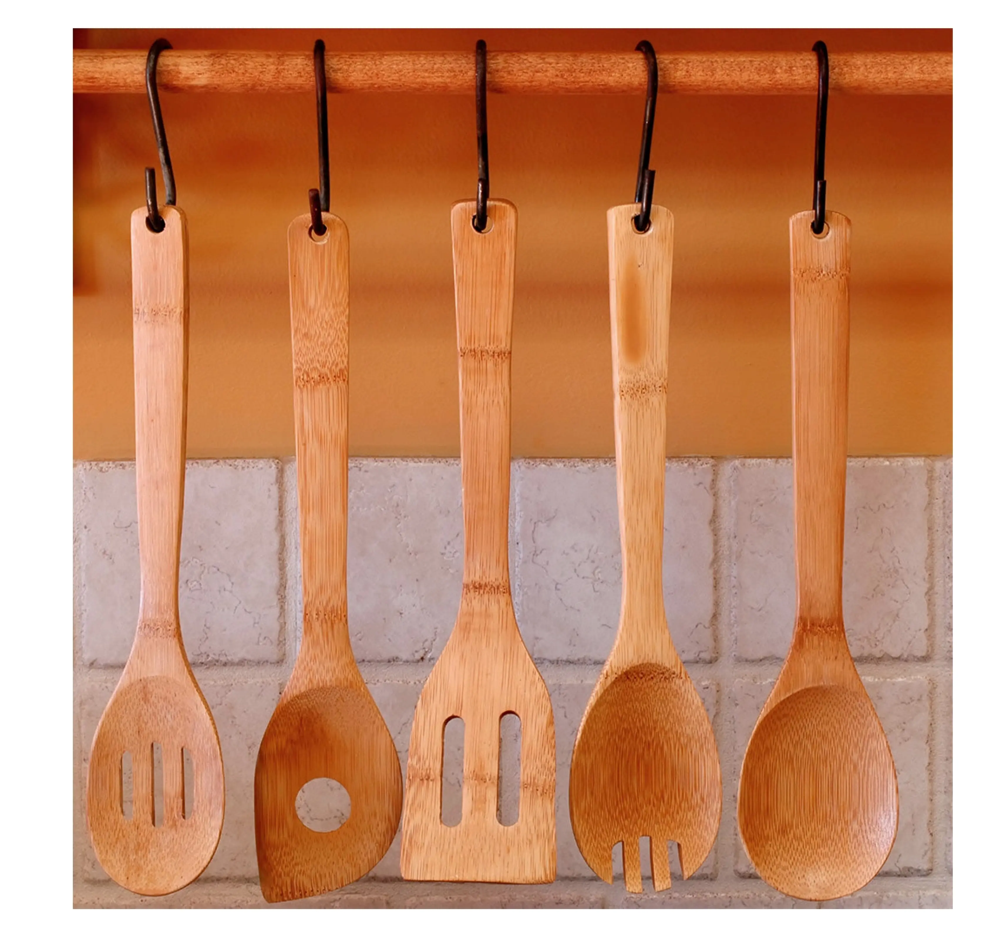 Set peralatan dapur dari kayu alat masak Bambu & gadget peralatan dapur kayu Premium sendok buatan tangan buatan India