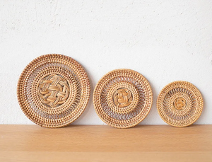 Posavasos de ratán artesanales vietnamitas, Decoración de mesa ecológica, juego de 6 - Product Image 4