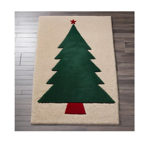 Tapis de Noël moderne abstrait en laine fait à la main, à poils hauts, rectangulaire, pour la maison, le salon ou la chambre des enfants - Product Image 1