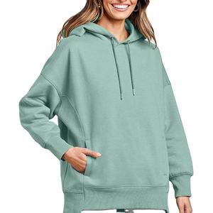 Sudaderas con capucha para mujer 100% algodón hombro caído diseño de gran tamaño cuello transpirable logotipo personalizado servicio OEM - Product Image 1