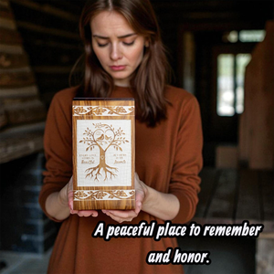 <b>Wooden</b> Companion Urn for Two Dual Ashes Storage <b>Box</b> Natural Solid Wood Ashes Container Funeral Urn for Adults by AYAANS - Product Image 3