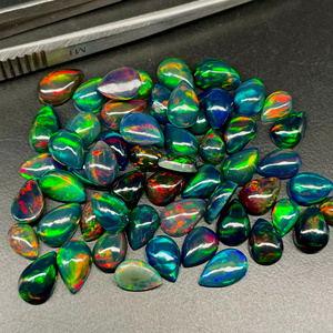Cabujón de ópalo negro etíope con forma de pera, lote de cabujón de ópalo llamativo múltiple de buena calidad para la fabricación de joyas - Product Image 4