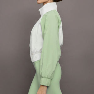 Veste de survêtement surdimensionnée en tissu tissé avec fermeture éclair, blocs de couleur, ourlet élastique léger, fabrication sur mesure OEM pour femmes - Product Image 2