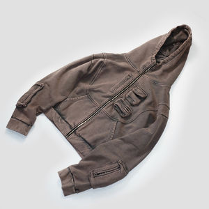 Sudadera con Capucha Personalizada de Alta Calidad, 350 g/m², Felpa Gruesa, Estilo Vintage Lavado, con Cierre, Diseño Desgastado, Ecológica, para Invierno, para Hombre - Product Image 4