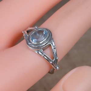 925 bague en argent Sterling topaze bleue parfaite filles bague bijoux naturels bague faite à la main solide 925 bijoux en argent Sterling pierres précieuses - Product Image 6