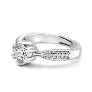 NOVAMART Fine Zarkan Romantic <b>Silver</b> <b>Solitaire</b> Propose <b>Ring</b> Fashionable Inlay Princess Cut Moissanite Free Size for Engagement W - Product Image 5