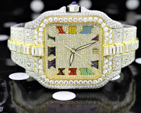 Totalmente helado y personalizado Hip Hop dos tonos reloj Baguettes doble tono automático Moissanite diamante busto abajo reloj