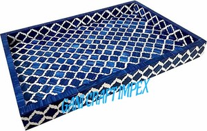 Plateau de service en incrustation d'os moderne, unique et fait à la main, vaisselle au design de décoration de maison dernier cri - Product Image 4