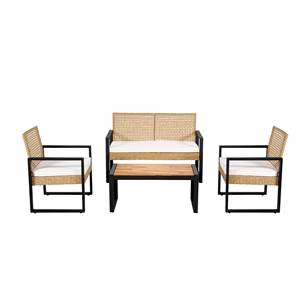 Juego de muebles de exterior de ratán tejido a mano de 4 piezas modernas de alta calidad para jardín, Patio, Hotel, escuela, apartamento, sala de estar - Product Image 1
