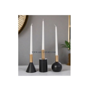 Marvelous Designing Wedding Gifting Candle Holders Best Selling <b>Black</b> and Gold Color Table Ware Decorative <b>Candlestick</b> Stands - Product Image 1