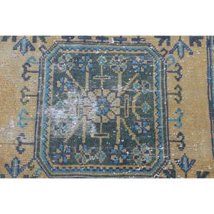 Alfombra de 1.9x4.2 pies, Alfombra Turca Vintage, Alfombra Persa Azul y Amarilla - Product Image 5