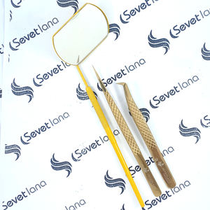 SEVETLANA - Ensemble professionnel de 3 pinces à épiler pour extensions de cils russes, qualité supérieure, dorées, pointues, emballage personnalisé, en acier inoxydable - Product Image 2