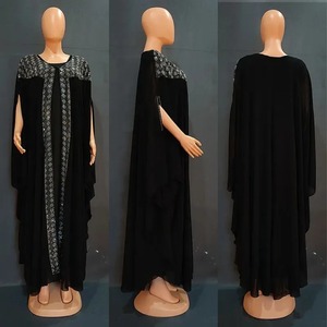 Kaftan Nouvelle Abaya Musulmane en Chiffon Robe Longue Ensemble 2 Pièces Grande Taille Polyester Tailles Personnalisables 2024 - Product Image 5