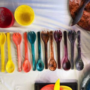 Juego de Servidores de Ensalada de Madera Natural, 2 Espátulas, Utensilios Hechos a Mano Sostenibles, Tamaño Pequeño, Aptos para Congelador, Artesanía Internacional Mirha - Product Image 6