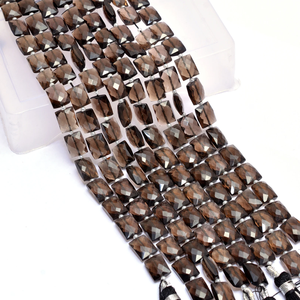AAA + Cuarzo ahumado natural 7x9mm Facetado Chicklet Briolette Beads | Cuentas de fantasía sueltas con forma de rectángulo de piedras preciosas de cuarzo ahumado marrón - Product Image 3