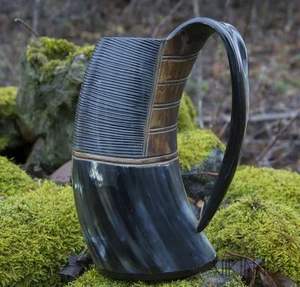 แก้วดื่มทำมือทรงเขาควายฮอร์นไวกิ้งแก้วมักใช้ดื่มเบียร์และกาแฟ - Product Image 3