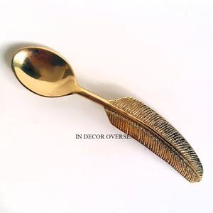 ชุดช้อนส้อมชุบทองมาตรฐานสำหรับบ้านและโรงแรมดีไซน์เนอร์ลายใบไม้ที่สะดุดตา - Product Image 2