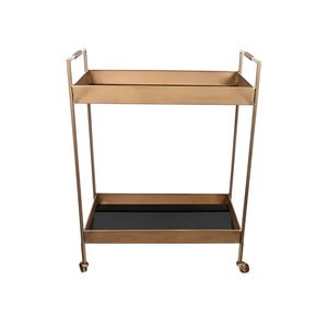 Square <strong>Serving</strong> Cart with <strong>Wooden</strong> Open Shelf and Metal Pipes Handles Golden Colored <strong>Trolly</strong> for Home Bar <strong>Food</strong> <strong>Serving</strong> Wine Cart
