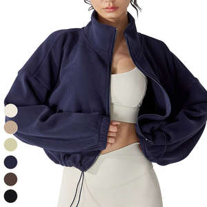 Winter Memory Fabric Breathable Thick Cotton Filled <b>Zipper</b> Yoga Sports Jacket Keep Warm Casual Workout Activewear Women - Product Image 4