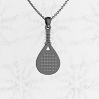 Collier pendentif en argent sterling 925 plaqué or avec charme de raquette de tennis en CZ, best-seller, 33 mm, pour femmes, hip-hop, fin