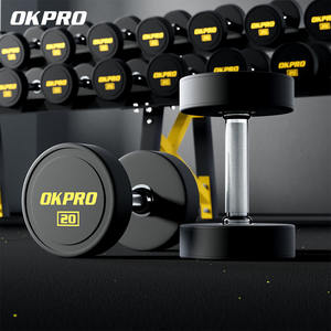 Set di Manubri Rotondi Commerciali OKPRO in PU di Alta Qualità con Logo Personalizzato Attrezzatura <span class=keywords><strong>Fitness</strong></span> da Palestra Pesi CPU - Product Image 1