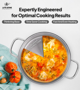 Ensemble de casseroles haut de gamme en acier inoxydable 10 pièces (18/10) avec couvercles en verre à bord en acier et compatibilité induction - Product Image 4