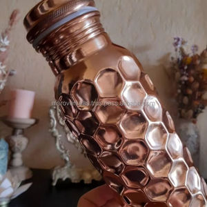 Handcrafted Hammered Copper <b>Bottle</b> 750ml Leakproof Ayurvedic Eco Friendly Wide Mouth Design - Product Image 1