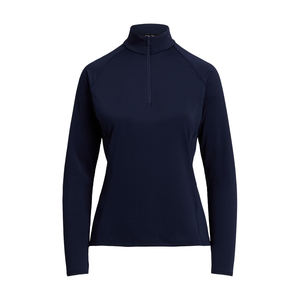 Premium Stretch-Jersey Quarter-Zip Women Lightweight Cotton Blend Mockneck Casual Pullover <b>Top</b> Activewear Knitwear - Product Image 4