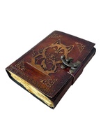 Nouveau carnet de notes en cuir véritable 100% avec motif loup en relief, couverture rigide, fermoir métallique C-Lock et pages vierges à bords festonnés, idéal comme cadeau