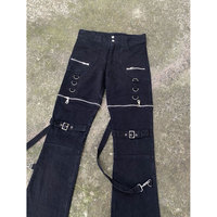 Pantalon noir gothique à boucles pour femme, vente chaude, pantalon de haute qualité, vente en gros 2026