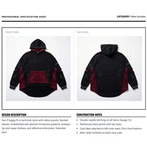 Sudadera con Capucha de Invierno para Hombre, Estilo Vintage, Personalizada, al por Mayor, de Moda, con Pedrería Bordada, Estilo Desgastado, 2026 - Product Image 6