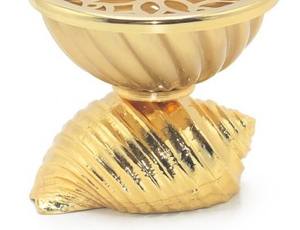 Brûleur d'encens plaqué or de luxe avec base en coquille moulée, porte-encens en métal décoratif pour le Ramadan, Moyen-Orient et les pays du Golfe, usage domestique - Product Image 5