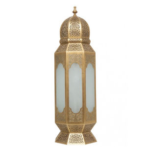 Lanterne à bougie marocaine en métal finition or de grande qualité avec verre pour la décoration de la maison, éclairage du Ramadan et de l'Aïd - Product Image 5