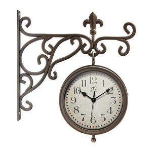 Horloge murale double face de luxe 12 pouces chiffres romains horloge suspendue de style station créative pour un décor élégant et intemporel - Product Image 2