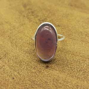 Magnifique bague en argent sterling 925 martelé bague délicate lunette réglage améthyste pierre précieuse bohème diamant bijoux mariages - Product Image 1